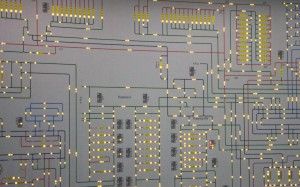 Kontrolltafel der Gepäckförderanlage der Fraport