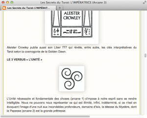 Screenshot: Französisches Tarot-Blog mit meinem Triskel